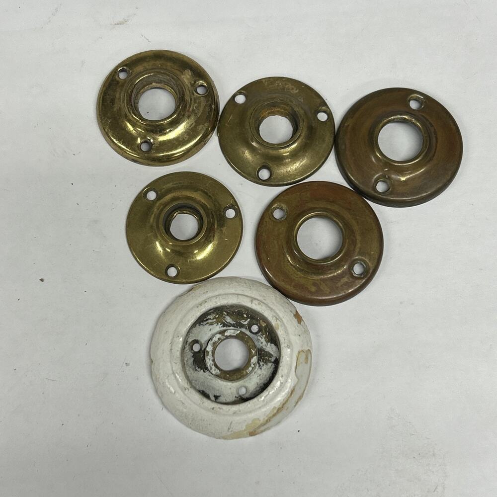 Lot Of Vintage Antique Brass Door Knob Surrounds Plates